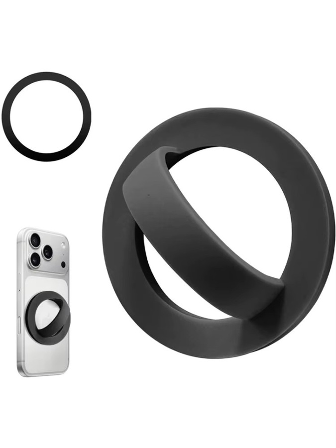 NMEGOU Magnetischer Fingerriemen-Telefonringhalter aus flüssigem Silikon für MagSafe iPhone 17 16, Farbe: Schwarz oder Lila - Bild 5