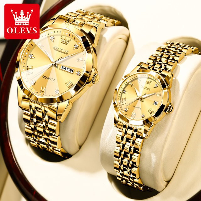 OLEVS Armbanduhr, Quarz, Edelstahl, Gold, Silber, Unisex - Bild 1