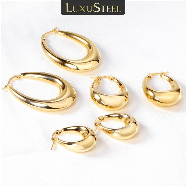 LUXUSTEEL Creolen Edelstahl, Gold, Damen - Bild 1