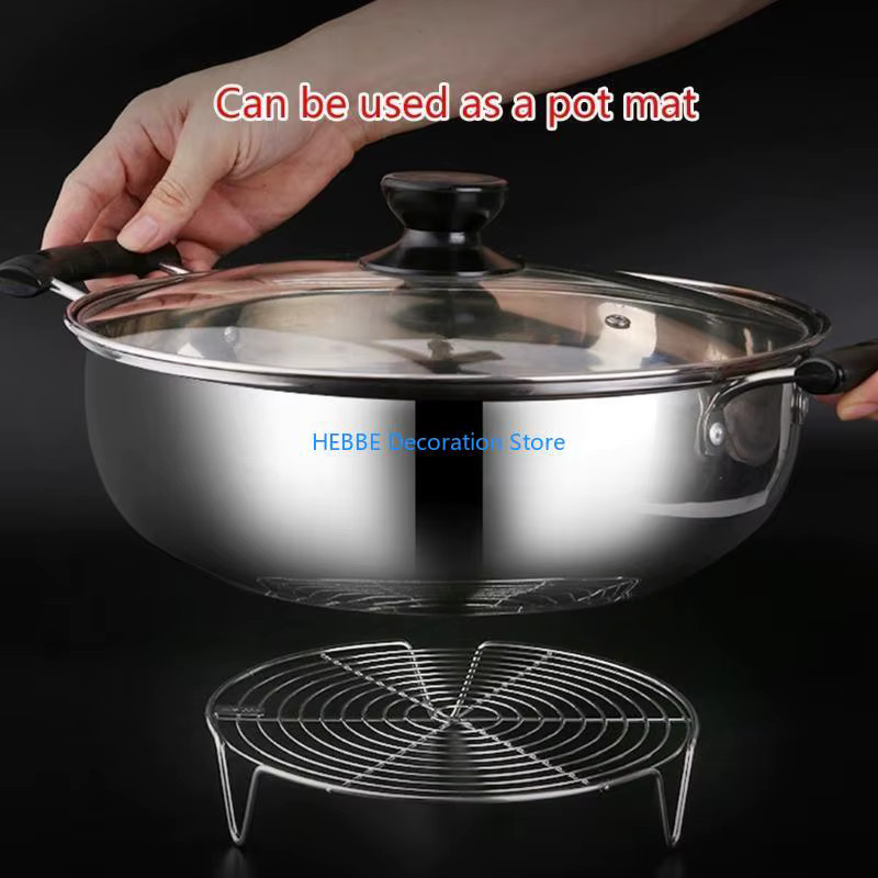 B0KC Edelstahl-Dampfständer in Silber, runder Dampfgar-Korb für Lebensmittel - Bild 3