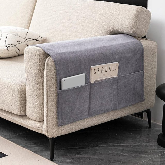 Sofa Armlehnen Organizer Tasche in Grau zur Aufbewahrung von Zeitschriften, Büchern und Fernbedienungen, B/H: 70 x 110 cm - Bild 1