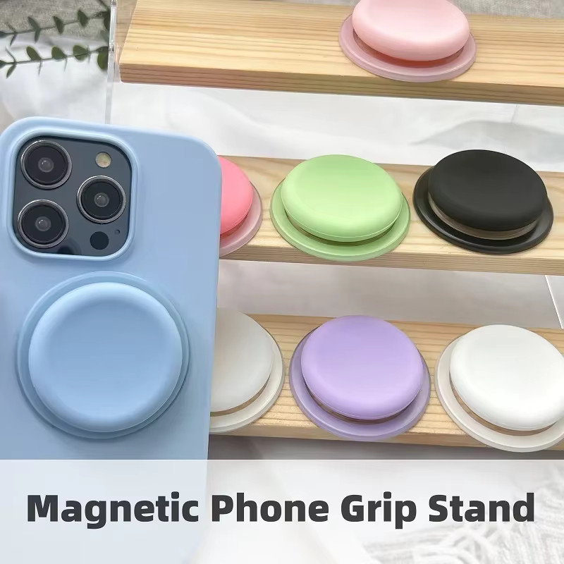 Magnetischer Silikon-Handyhalter in Weiß, faltbarer MagSafe Fingerringhalter und rutschfester ausziehbarer Smartphone-Ständer - Bild 2