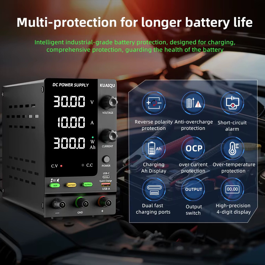 KUAIQU Labor-Netzteil in Schwarz für Batterieladung, F&E und BMS-Tests mit einstellbaren Spannungen von 3,7V bis 100V - Bild 2