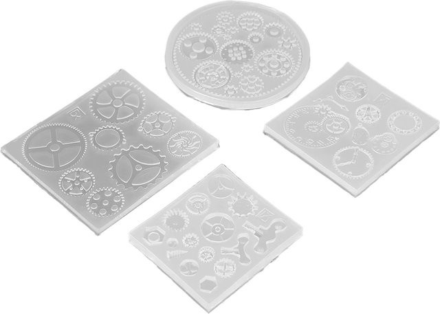 4er-Set Silikonform Zahnradform 3D in Grau für Schokoladenkuchen, Fondant, DIY Resin und Schmuckanhänger von DIYelecs - Bild 1