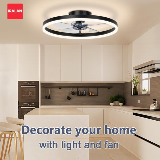IRALAN 3-in-1 Smart Deckenventilator mit LED-Licht in Weiß, reversierbarer Ventilator mit großem Luftvolumen für Schlafzimmer und Esszimmer - Bild 1