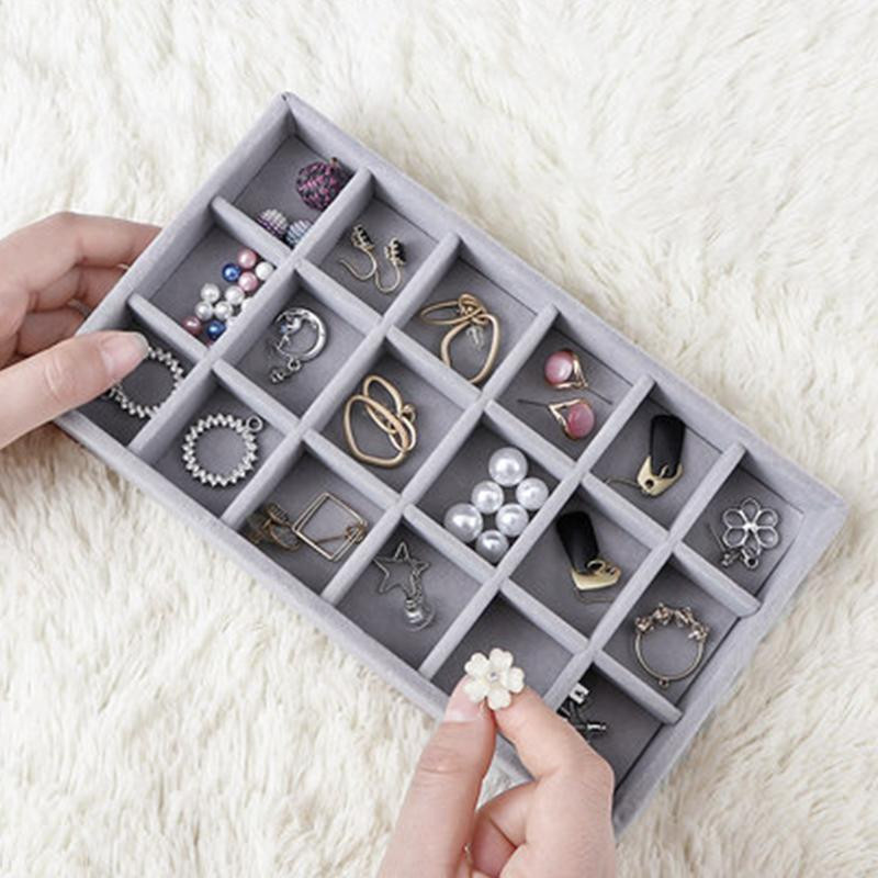 Schmuck-Organizer-Box von Weixeny aus Flanell für Ringe, Ohrringe und Schmuck als tragbares Display-Tablett - Bild 2