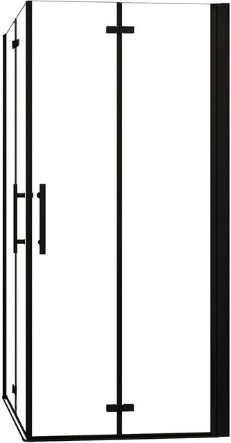 AICA Duschkabine als Falttür mit Eckeinstieg, Schwarz, ESG-Glas 6mm mit Nano-Beschichtung, B: 70 cm, T: 110 cm, H: 195 cm - Bild 1
