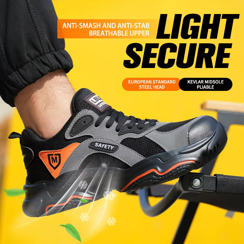 Kankeirr Sicherheitsschuhe für Männer: Leichte Arbeitsstiefel mit Stahlkappe und Anti-Punktion-Schutz, atmungsaktiv und sportlich im Design - Bild 3