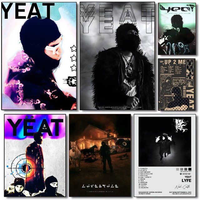 SINGER Y-Yeat Lyfestyle Album Poster HD Kunst Wanddeko wasserdicht für Wohnzimmer und Schlafzimmer B: 20 cm, H: 15 cm, T: 15 cm - Bild 1