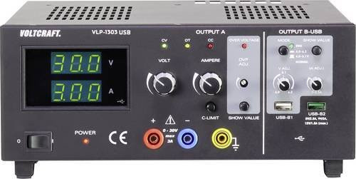 Voltcraft VLP-1303 USB Labornetzgerät in Schwarz, 3 Ausgänge, einstellbar 0 - 30V, 0.01 - 3A, 123W mit OVP - Bild 1