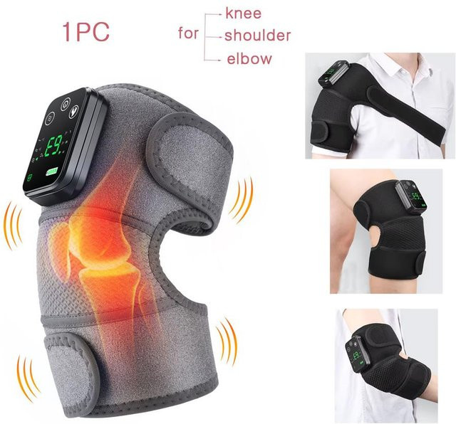 Pastsky Elektrischer 3-in-1 Knie-Massager mit Wärmefunktion und Vibration in Grau zur Linderung von Gelenk- und Schmerzen sowie zur Durchblutungsförderung - Bild 1