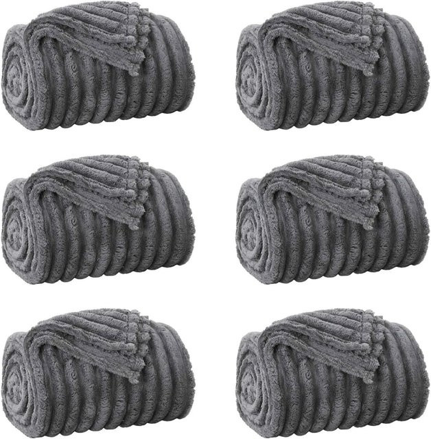 6er-Set vidaXL Wohndecken aus Fleece in Dunkelgrau, B/B: 150 x 130 cm - Bild 1