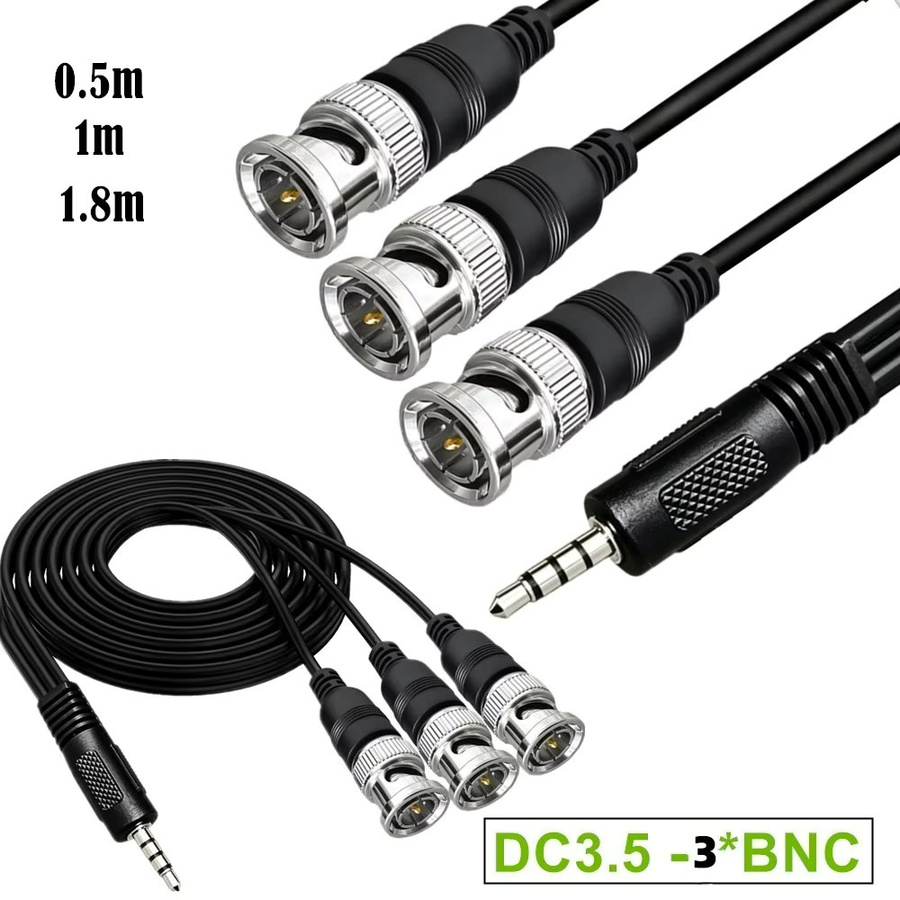 BSN Audio-Video-Konverterkabel von 3,5-mm-Klinke auf 3 x BNC-Stecker, Schwarz, Länge: 0,5 m / 1 m / 1,8 m - Bild 2