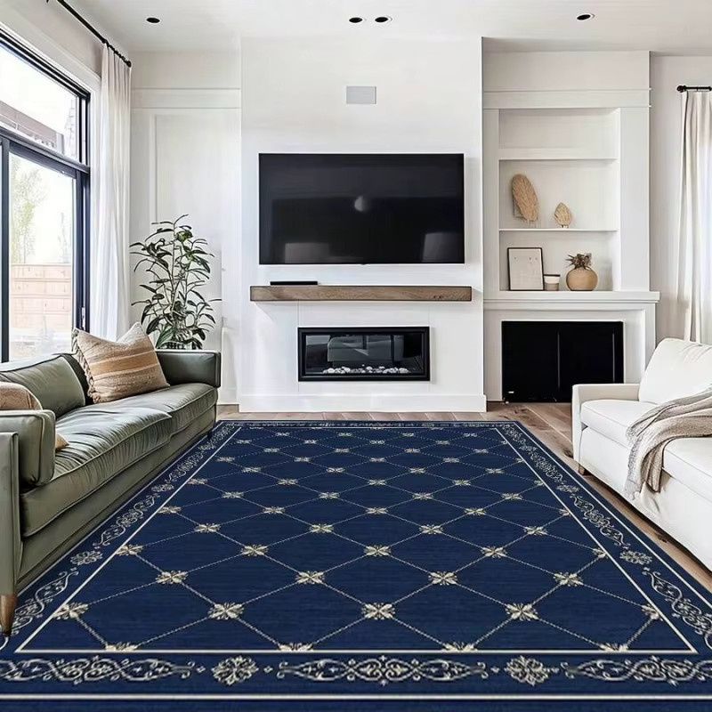 VIKAMA Moderner Luxus-Wohnzimmerteppich in Blau, rutschfest und pflegeleicht, rechteckige Bodenmatte für Wohnzimmer, Schlafzimmer, Esszimmer, Arbeitszimmer oder Balkon - Bild 4