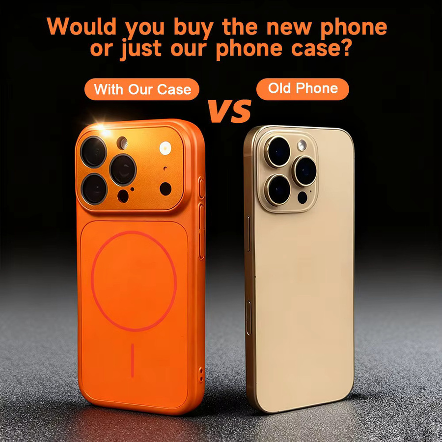 Magnetische kabellose Ladehülle 17Pro Acryl-Cover für iPhone 11 12 13 14 15 16 17 Pro Max in Blau und Orange - Bild 3