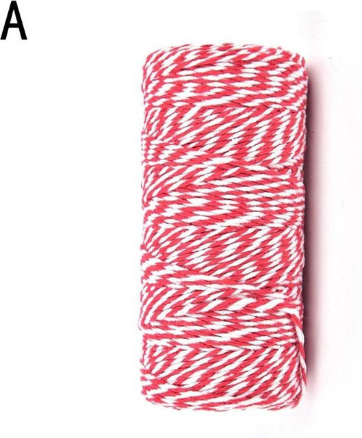 Binchi Outdoor Product Bäckergarn Rot-Weiß aus Baumwolle, 100 m Schnur für Geschenkverpackungen und Bastelprojekte - Bild 1