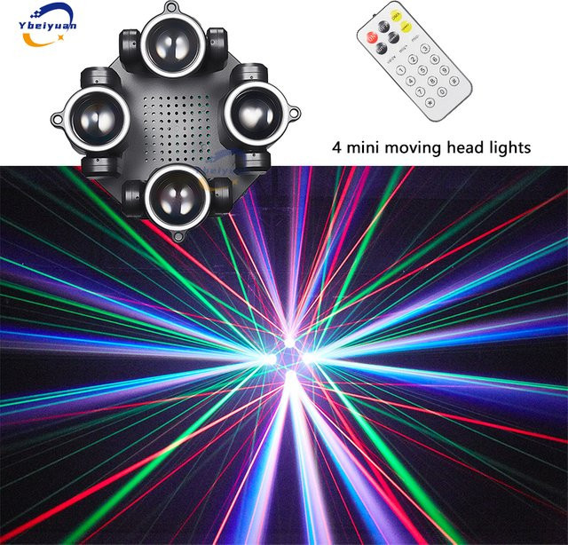 Ybeiyuan LED 150W Moving Head Beam Light mit Laser RGBW 4-in-1-Effekt, DMX512 und Fernbedienung, Schwarz - Bild 1