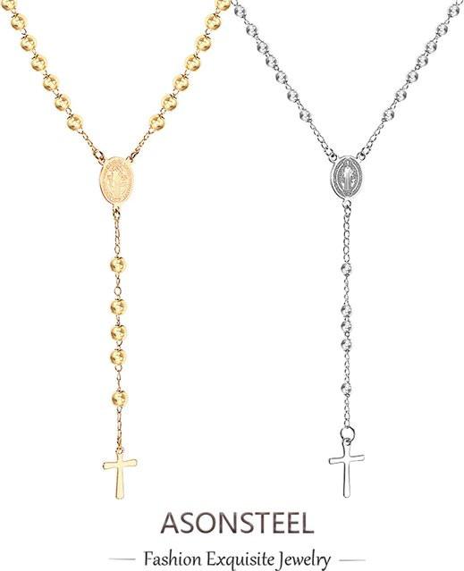 ASONSTEEL Halskette, Perlen, Christian Anhänger, Edelstahl, Unisex - Bild 1