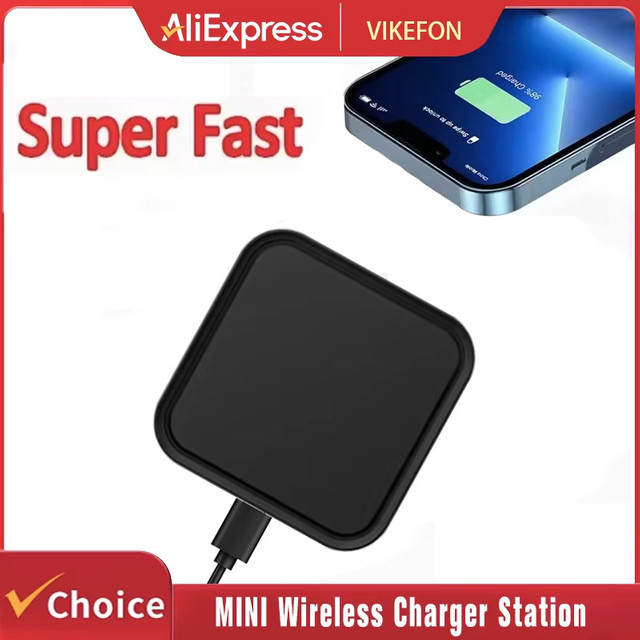 VIKEFON MINI Kabellose Ladestation mit Kühlöffnung für iPhone, Samsung und Xiaomi, Schnelles Ladepad in Schwarz oder Weiß - Bild 1