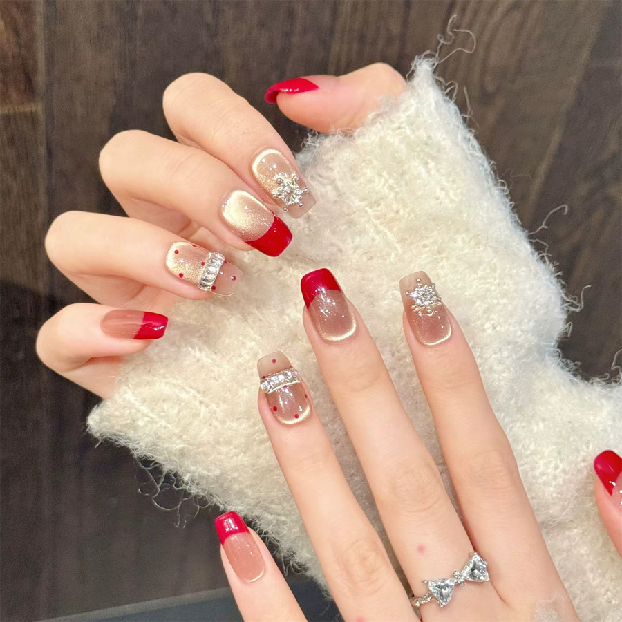YADORNOS Künstliche Nägel, Champagner-Strass, Glänzend, 10 Stück - Bild 3