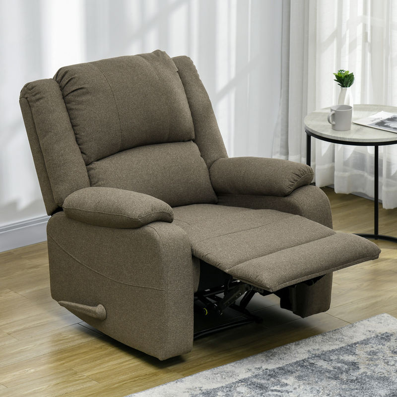 HOMCOM Relaxsessel Braun mit Liegefunktion und Fußstütze aus Stoff für dein Wohnzimmer - Bild 2