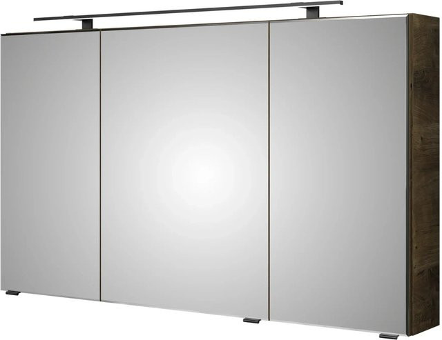 Pelipal Spiegelschrank Quantum 07 Eiche Ribbeck Quer in Braun mit LED-Beleuchtung, Sensor-Schalter und Steckdose, B/H/T: 120 x 76 x 35 cm - Bild 1