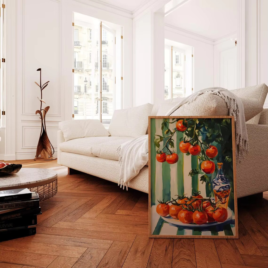 Impressionistischer Wandkunst-Druck Sonnenverwöhnte Tomatenernte von The Rich Red Tomatoes Co. in Rot und Multicolour - Bild 2