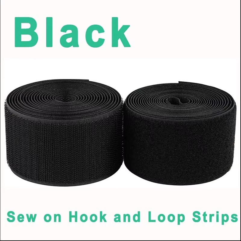 Selbstklebendes Klettband aus Nylon in Schwarz, 25 m pro Paar, wiederverwendbare Klettstreifen zum Nähen und Befestigen - Bild 3