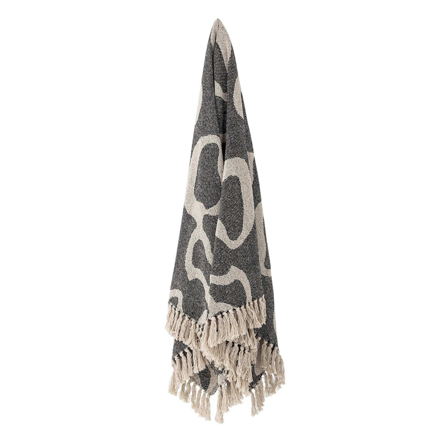 Bloomingville Plaid Salobre aus Baumwolle in Schwarz und Beige, B x T: 130 x 160 cm - Bild 1