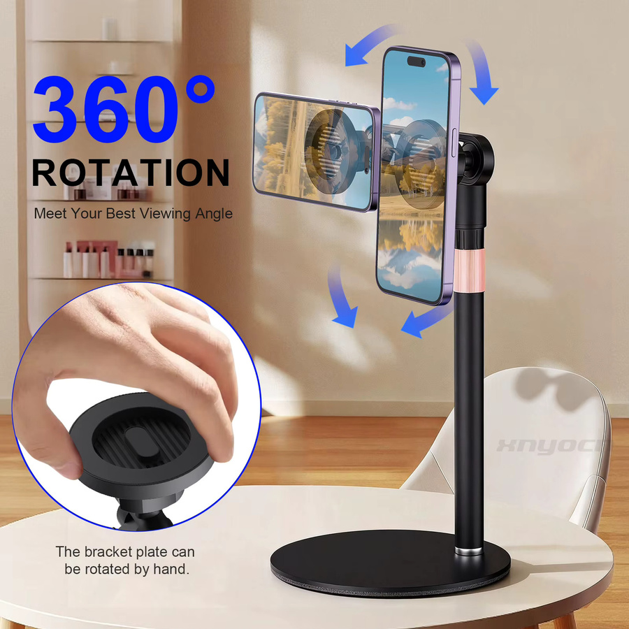 Magnetischer Dual-Telefonständer von xnyocn in Schwarz, faltbarer 360 Grad rotierender MagSafe-Halter aus Aluminium für iPhone 17 16 15 Pro Max, ideal für Live-Streaming und den Schreibtisch - Bild 6