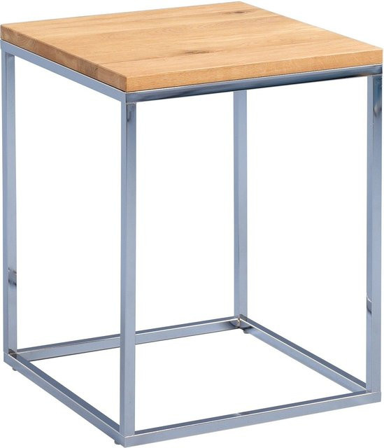 Beistelltisch RALF M2 KOLLEKTION aus Wildeiche und Metall in Braun, B/T/H: 40 x 40 x 52 cm - Bild 1