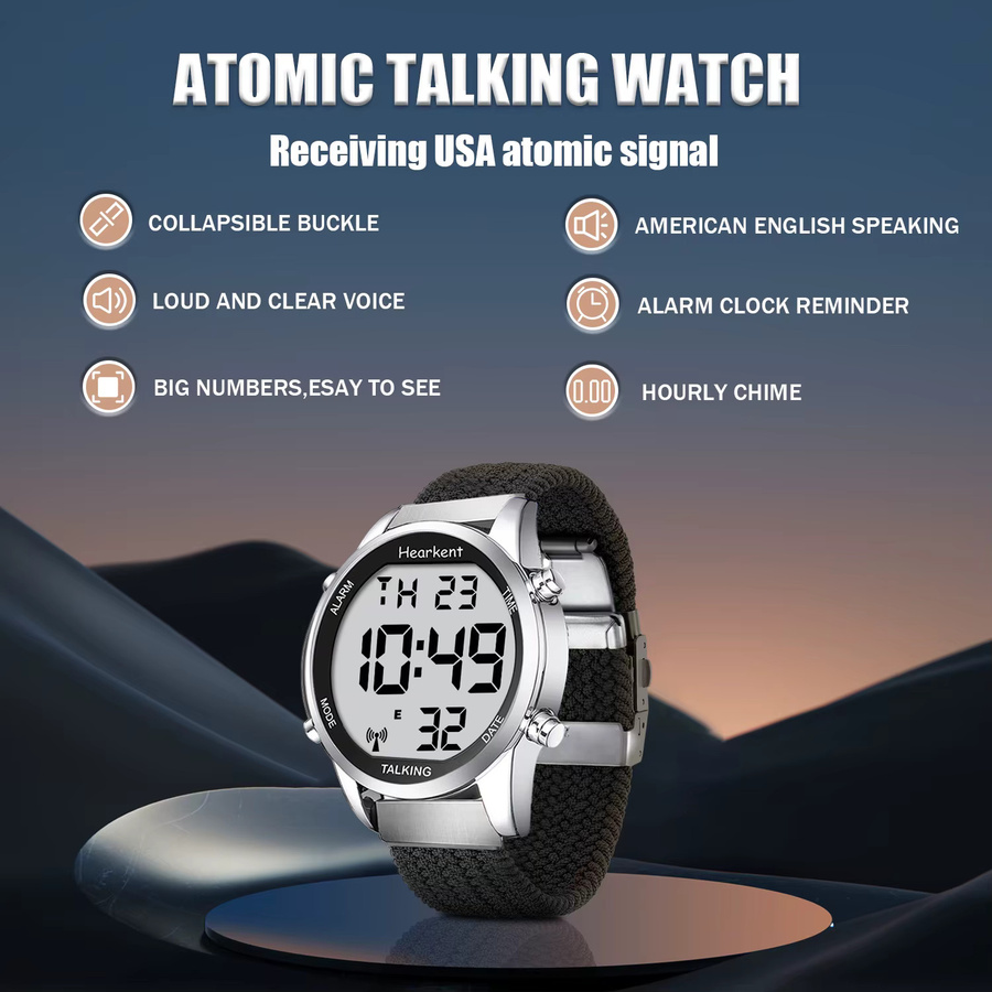 Hearkent Digitaluhr, Herren, Edelstahl, Textil/NATO, Schwarz, Silber - Bild 3