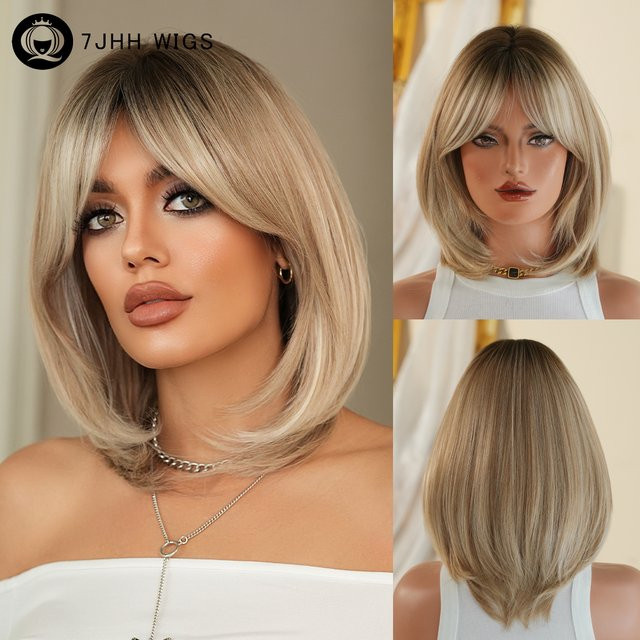7JHH WIGS Blonde Perücke für Damen, Synthetisch, Bob-Stil - Bild 1