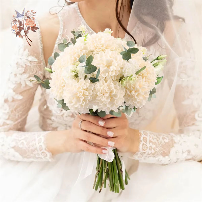 25 Stück künstliche Schaumstoff-Dahlien und Gänseblümchen mit Stiel in Pink und Weiß von YN HI FLOWER für - Bild 2