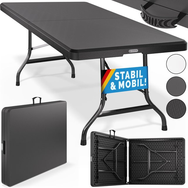 CASARIA Klapptisch aus HDPE-Kunststoff in Anthrazit, B/T/H: 183 x 75 x 73 cm - Bild 1