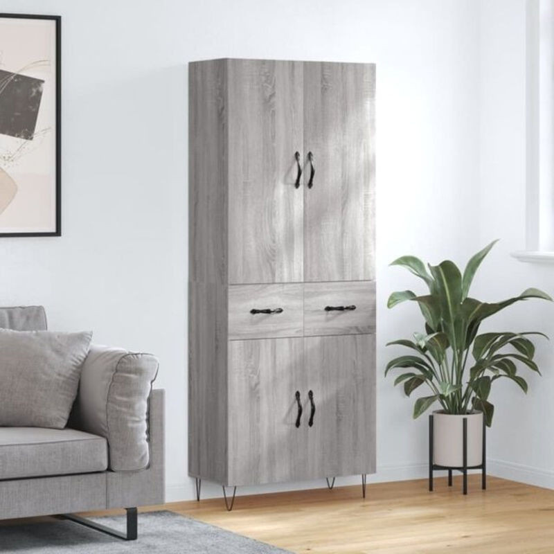 Modernes Highboard Vidaxl in Grau aus Holzwerkstoff und Metall, B/T/H: 69,5 x 34 x 180 cm - Bild 1