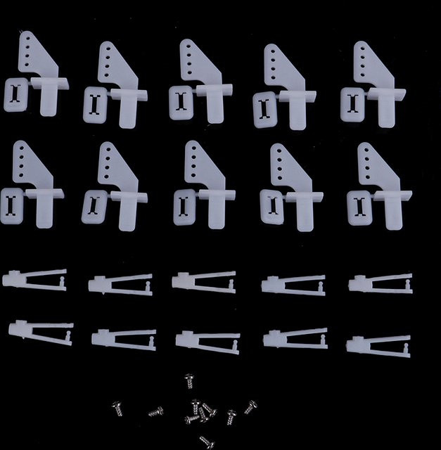 DIAPER&CORED Flugzeugmodell-Einsteller, 10 Sätze mittleres Schloss auf Nylon-Steuerhorn und Gabelkopf, 21-mm-Set-Ruder, Ruderwinkel, mit Spannzangen - Bild 1