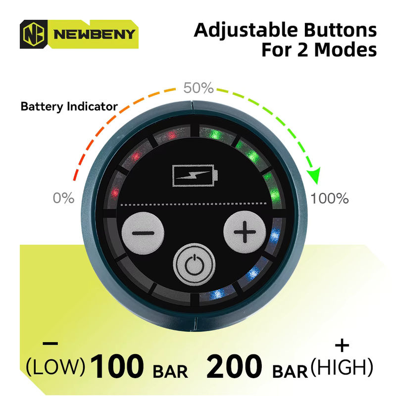 NewBeny 6 in 1 Akku Hochdruckreiniger mit 200 Bar und 3500 W, bürstenlose elektrische Autowaschmaschine für Makita 18 V Akkus - Bild 3