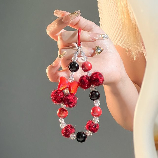 Caynes Telefon Lanyard Kette, Perlen, Herz, Kristall, Anhänger - Bild 1
