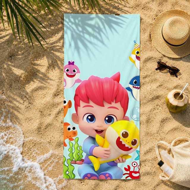 Cartoon B-Bebefinns Strandhandtuch aus Mikrofaser, blau, B/H: 35 x 60 cm - Bild 1