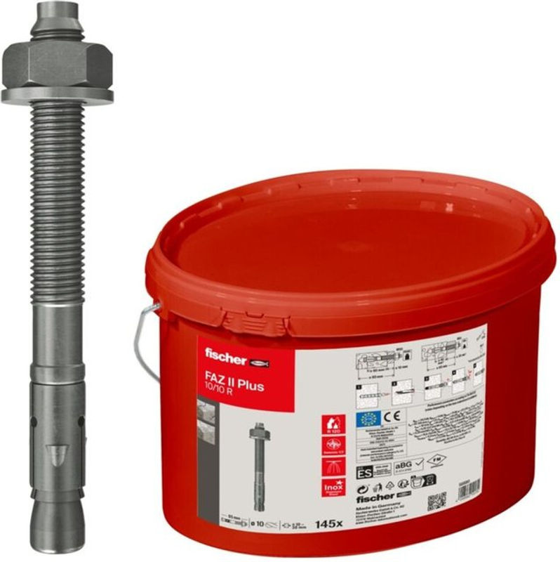 Fischer Bolzenanker FAZ II Plus 10/10 R aus Edelstahl in Silber, 145 Stück - Bild 2