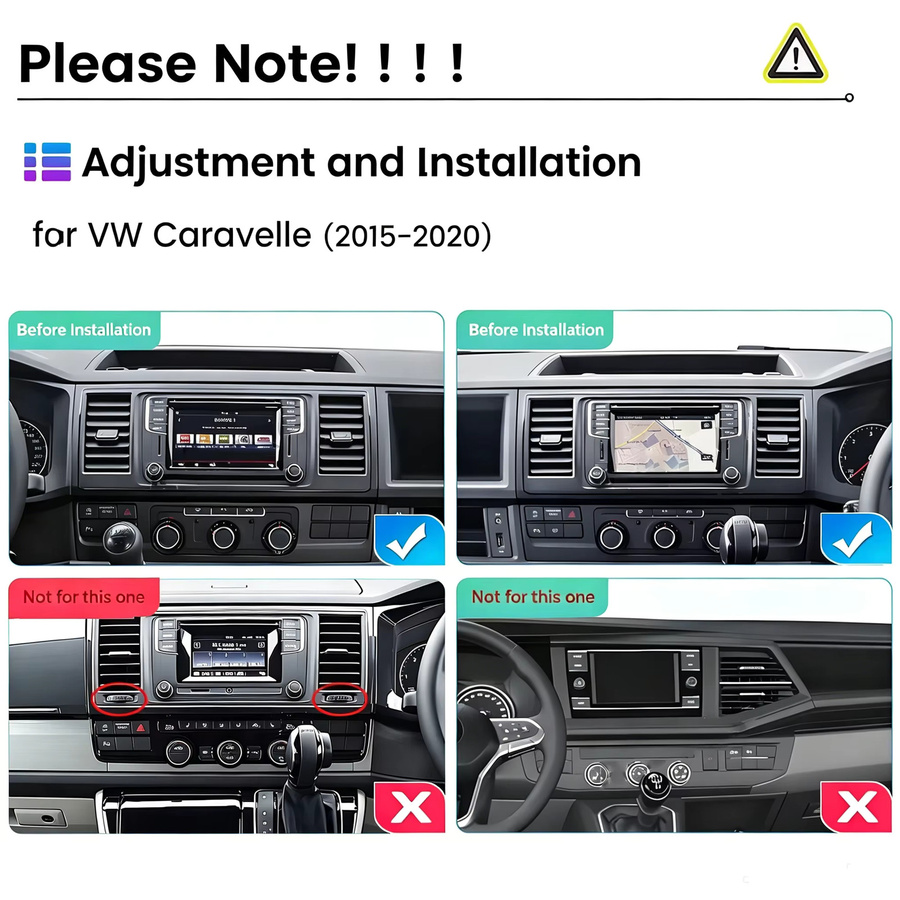 Junsun Kabelloses CarPlay und Android Auto Autoradio für VW Transporter T6 Caravelle Multivan T6.1 2015-2020 mit Android 15, GPS, WiFi, 4G, Bluetooth und DSP IPS Touchscreen in Schwarz - Bild 2