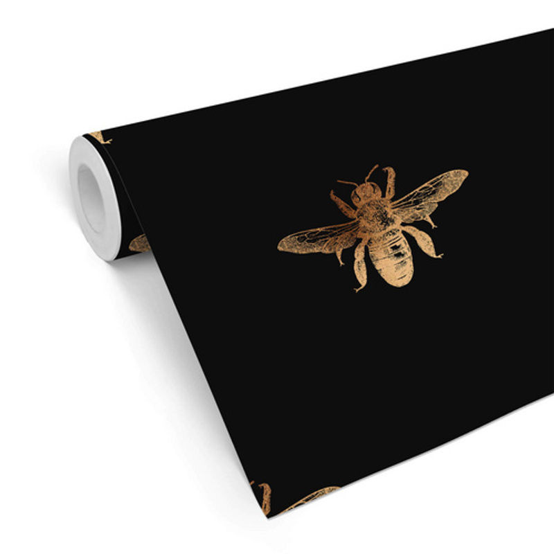 K&L Wall Art Vliestapete Vintage Biene Retro in Schwarz Gold und Mehrfarbig, matt - Bild 2