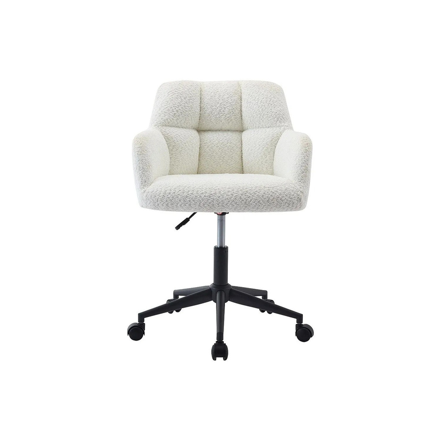 Vente-unique Bürostuhl Pega ohne Armlehnen in Weiß mit Bouclé-Bezug und Rollen für dein Home-Office - Bild 1