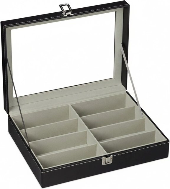 Relaxdays Brillenbox aus Kunstleder in Schwarz mit Sichtfenster für 8 Brillen, B/T/H: 33,5 x 24,5 x 8,5 cm - Bild 1