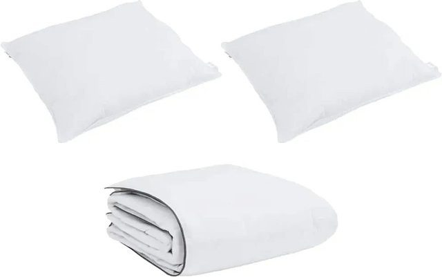 vidaXL Winterbettdecke mit Kissen 3-teiliges Set aus Daunen und Federn in Weiß - Bild 1