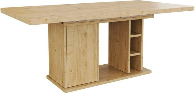 Merax Esstisch ausziehbar in Eiche, modern und rechteckig, B/T: 80 x 140/180 cm - Bild 1