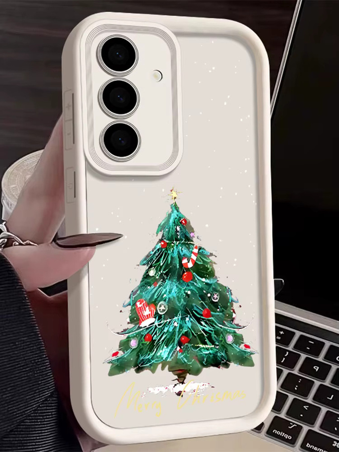 Samsung Handyhülle mit Weihnachtsbaum Motiv in Rot für Galaxy S25 S24 S23 S22 Ultra FE A55 A15 A16 A36 A56 A26 5G aus weichem TPU - Bild 3