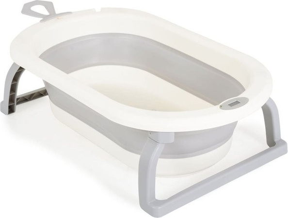 Cangaroo Babybadewanne Terra faltbar in Grau mit Digitalthermometer und Wasserablauf