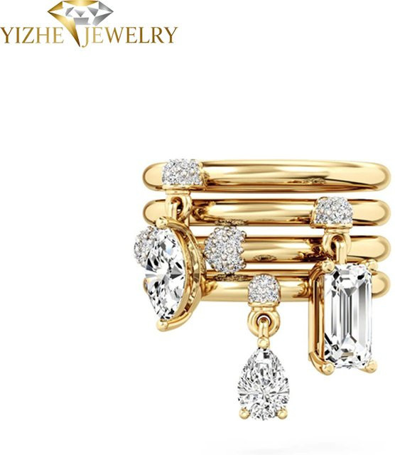 JYZSWBB Ring, Gold, Zirkonia, Unisex - Bild 1